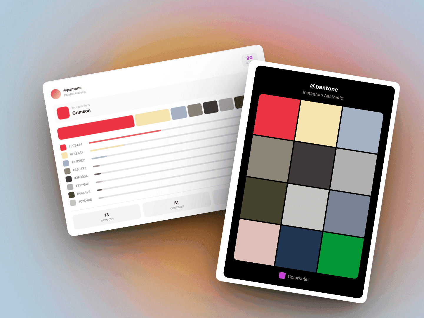 Showcase of @pantone color palette